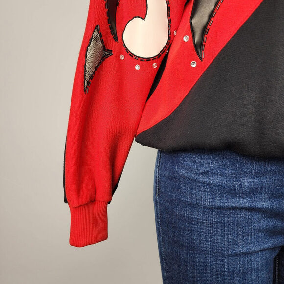 Vintage Extravaganza Red Cotton Floral Sweatshirt Size S - Picture 4 of 8